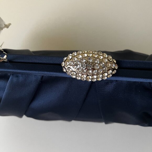 NINA Concord Navy Blue Satin Dress Clutch Purse ~ NEW w/tag and box - Picture 4 of 9